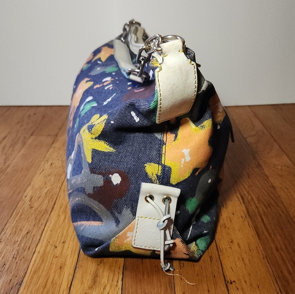 Vintage Y2K Dooney and Bourke Graffiti Splash Paint Denim Shoulder Bag Purse - Picture 7 of 15